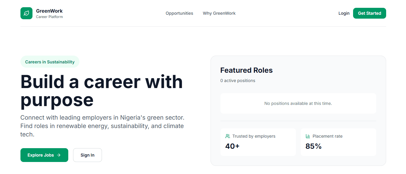 A green jobs marketplace built for Nigeria and West Africa